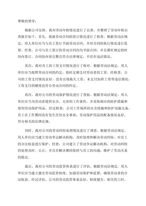 劳动年检自查报告