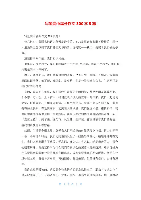 写景高中满分作文800字5篇