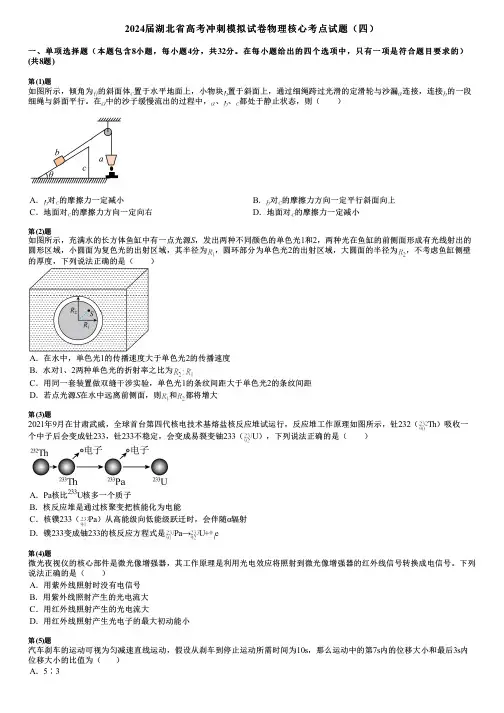 2024届湖北省高考冲刺模拟试卷物理核心考点试题(四)