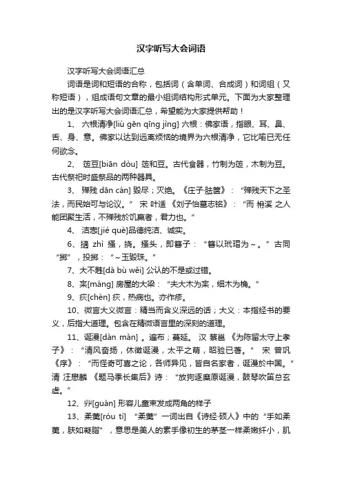 汉字听写大会词语