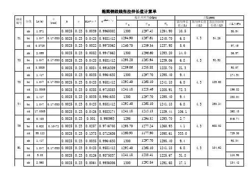 连续梁张拉计算表