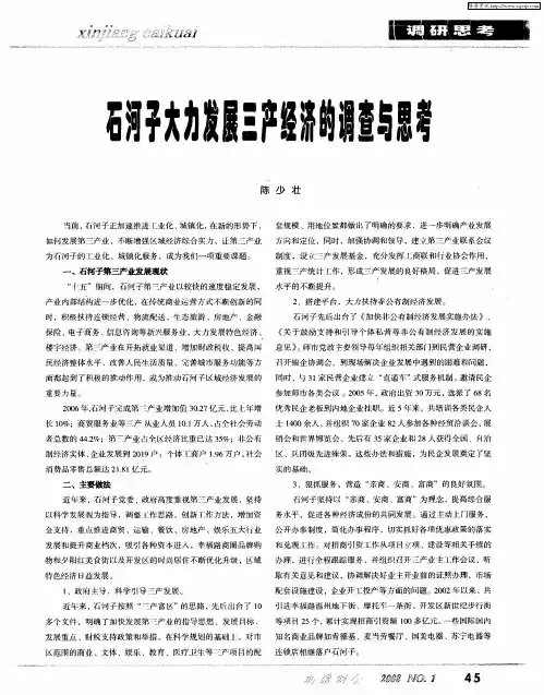 石河子大力发展三产经济的调查与思考