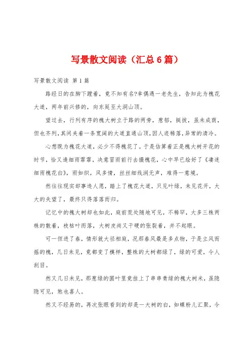 写景散文阅读(汇总6篇)