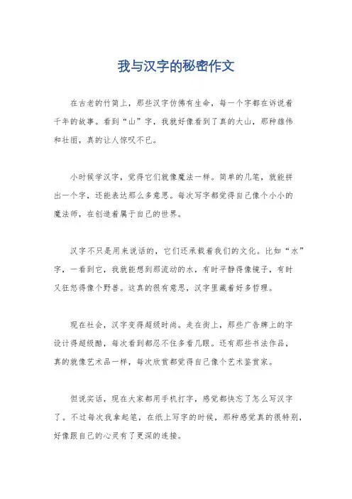 我与汉字的秘密作文