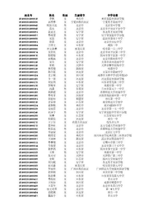 自主招生外语类初审公示名单
