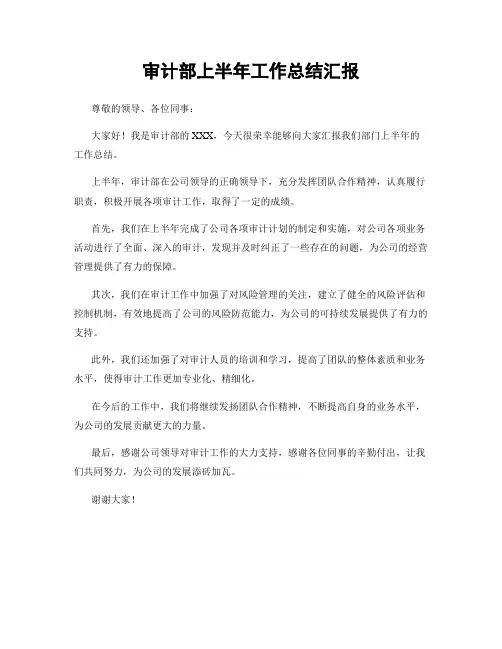 审计部上半年工作总结汇报