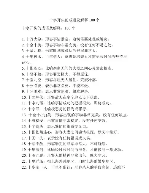 十字开头的成语及解释100个