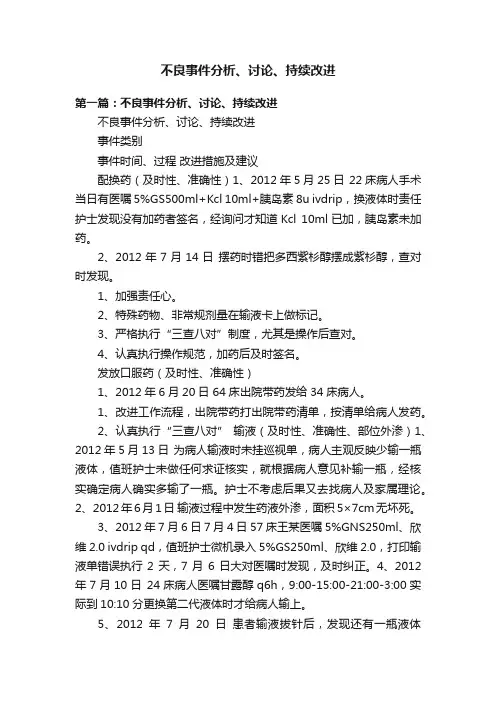 不良事件分析、讨论、持续改进