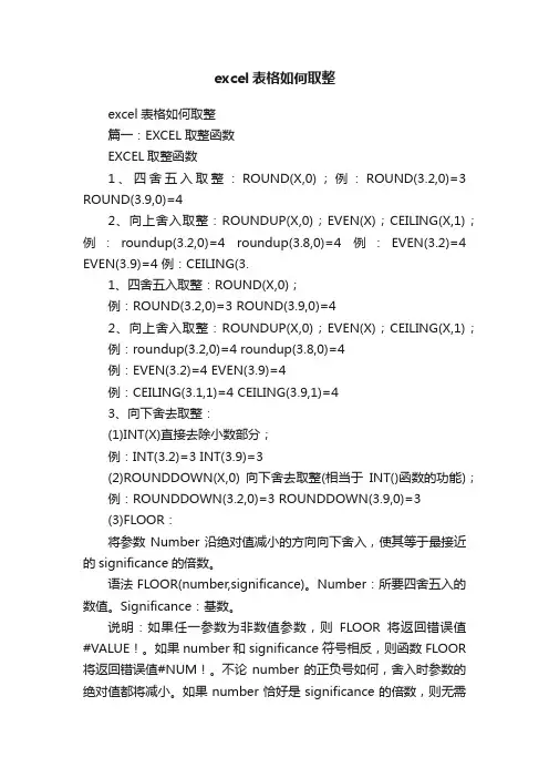 excel表格如何取整