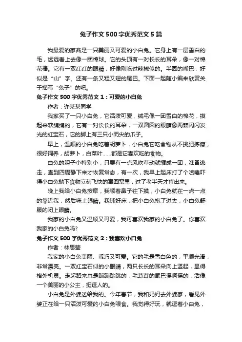 兔子作文500字优秀范文5篇