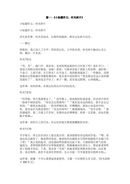 时光的碎片800作文