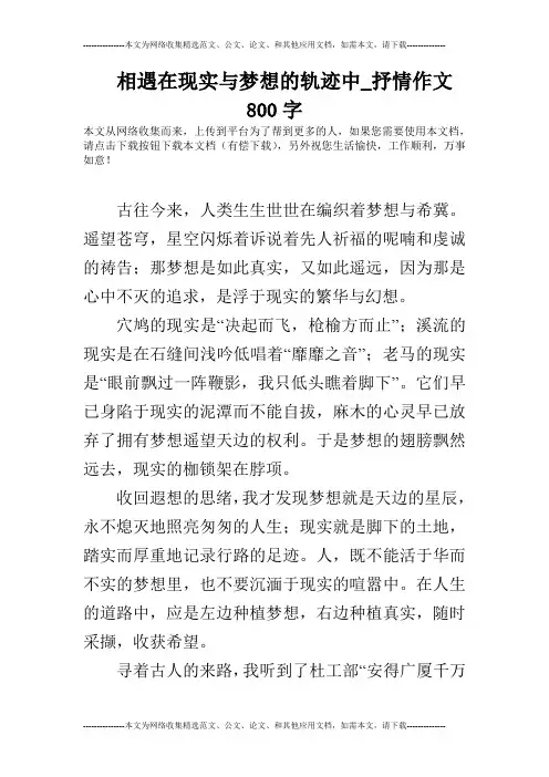 相遇在现实与梦想的轨迹中_抒情作文800字