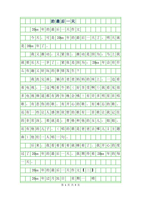2019年的最后一天作文