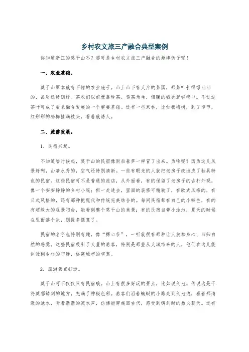 乡村农文旅三产融合典型案例