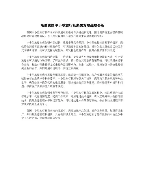 浅谈我国中小型旅行社未来发展战略分析
