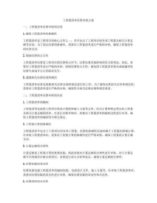 工程量清单结算审核方案