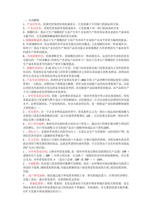 国际贸易名词解释