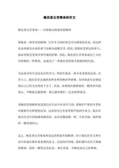 梅花香自苦寒来的作文