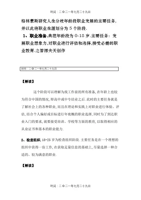 格林豪斯职业生涯发展阶段理论