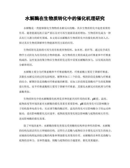 水解酶在生物质转化中的催化机理研究