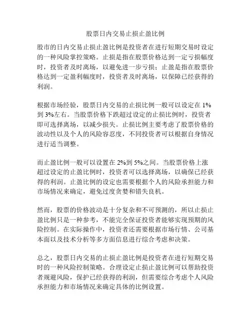 股票日内交易止损止盈比例