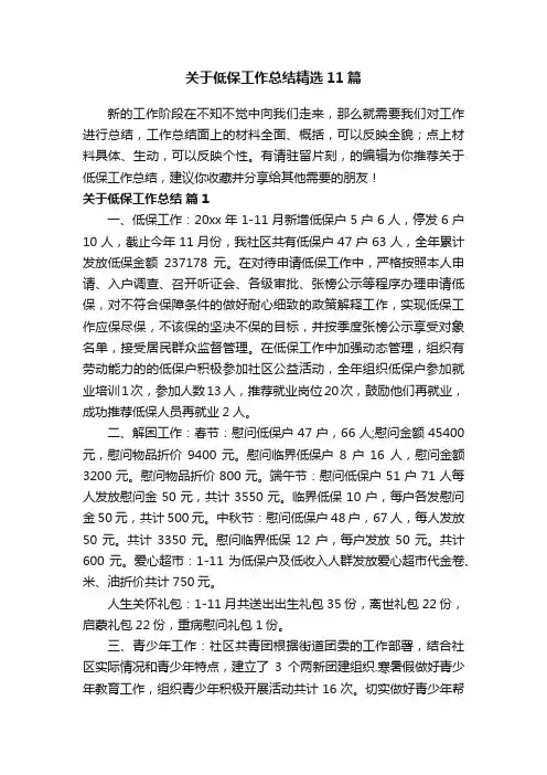关于低保工作总结精选11篇