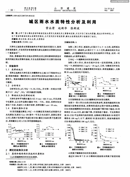 城区雨水水质特性分析及利用