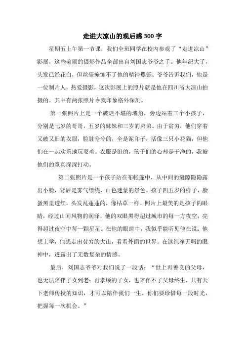 走进大凉山的观后感300字