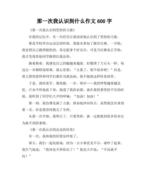 那一次我认识到什么作文600字
