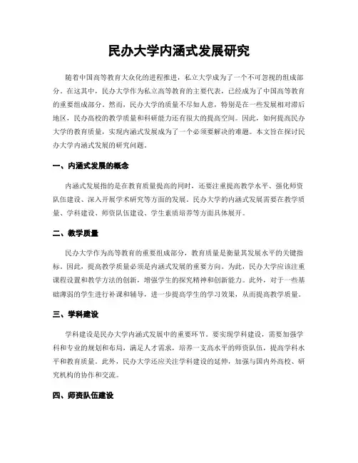民办大学内涵式发展研究