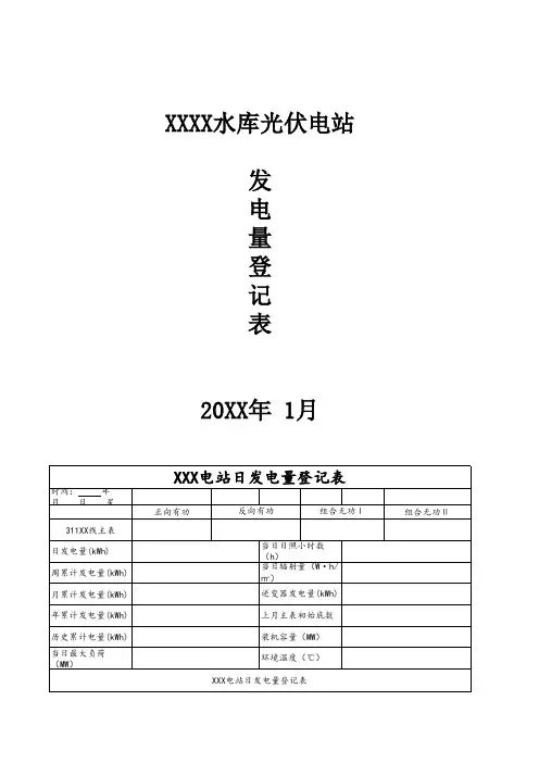 光伏电站日发电量登记表