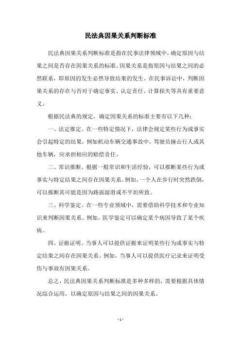 民法典因果关系判断标准