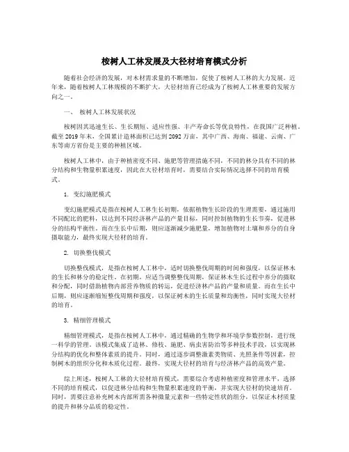 桉树人工林发展及大径材培育模式分析