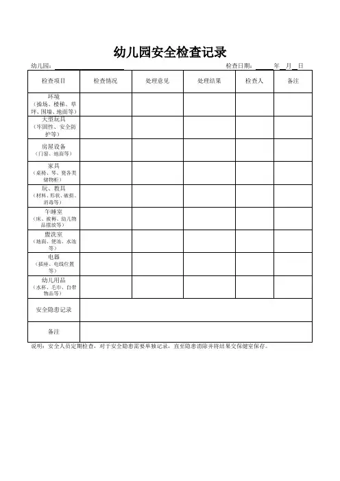 幼儿园安全检查记录
