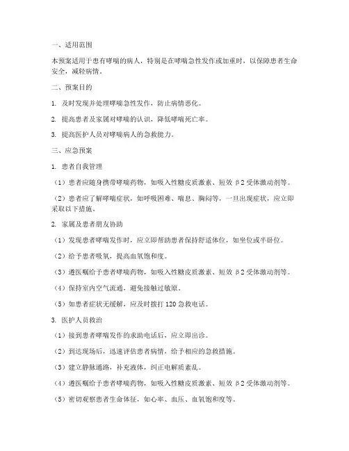 哮喘病人应急预案