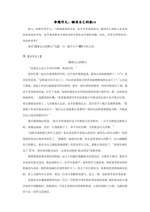 命题作文：瞄准自己的靶心