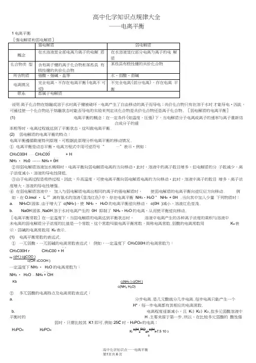 (完整word)高中化学知识点—电离平衡,推荐文档