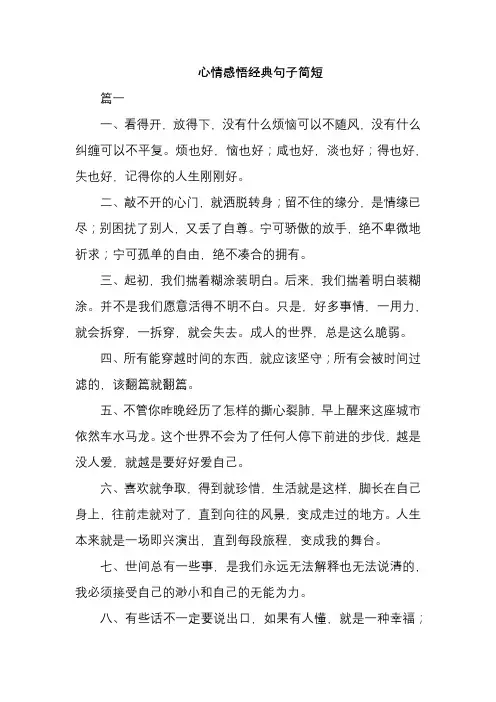 心情感悟经典句子简短