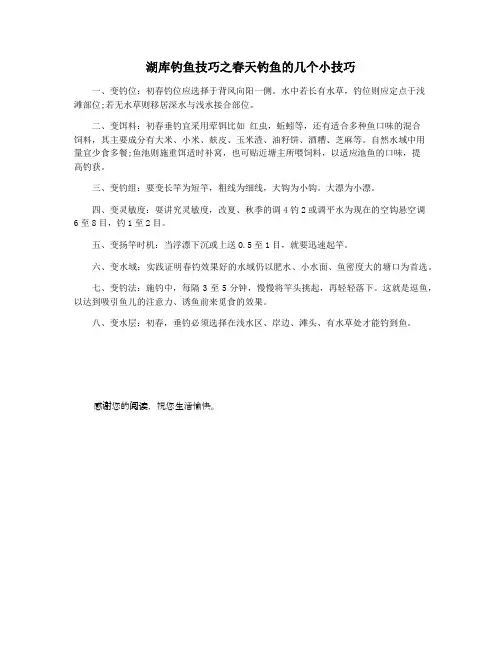 湖库钓鱼技巧之春天钓鱼的几个小技巧