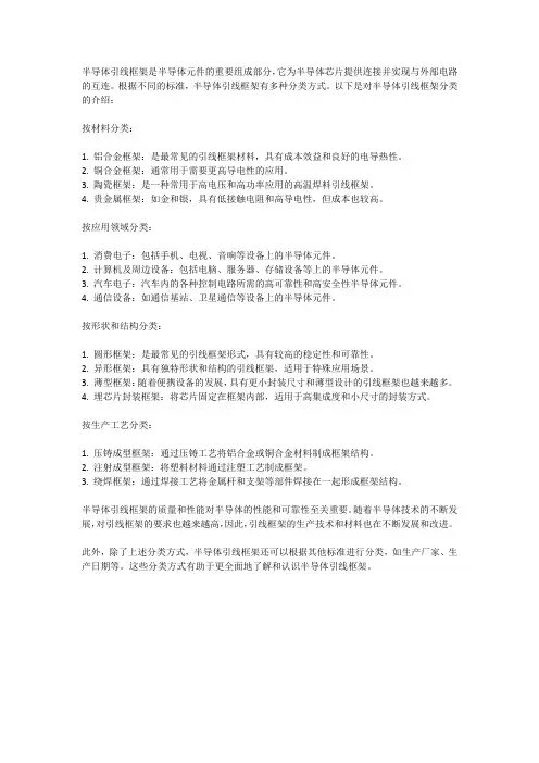 半导体引线框架的分类
