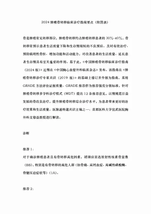 2024肺癌骨转移临床诊疗指南要点(附图表)
