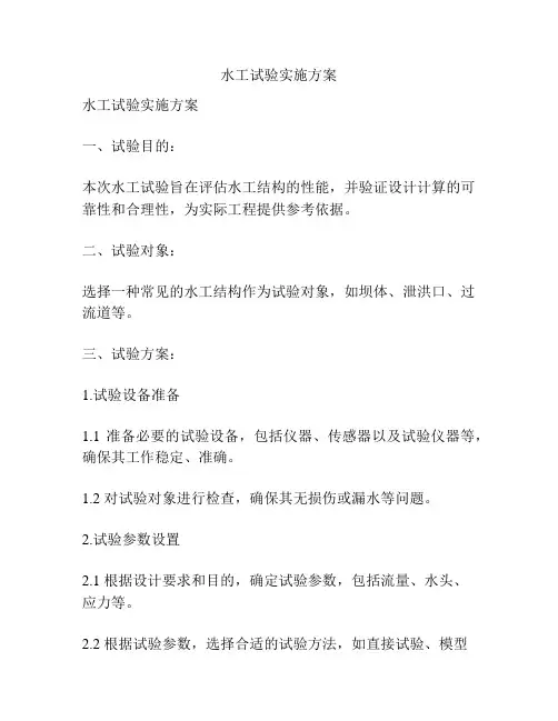 水工试验实施方案