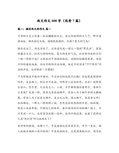 雨天作文600字(优秀7篇)