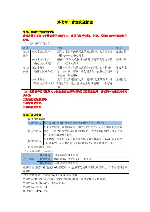 会计中级财管三色笔记(7-10章)