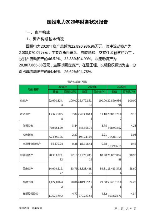 国投电力2020年财务状况报告
