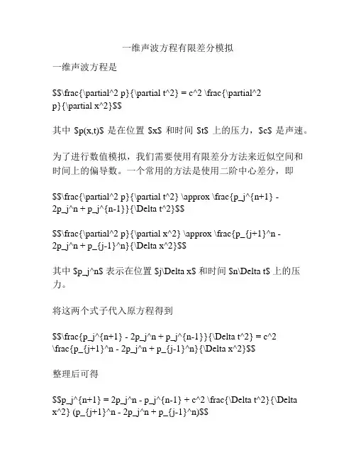 一维声波方程有限差分模拟