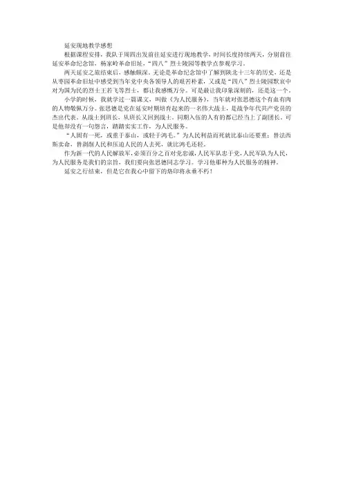 延安现地教学感想