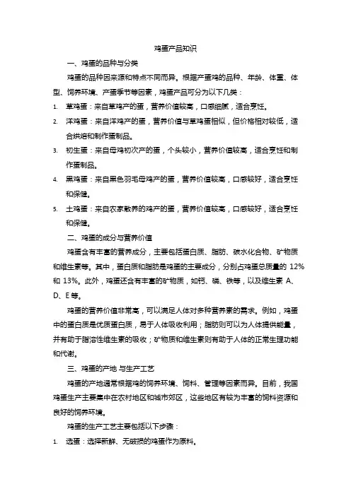 鸡蛋产品知识