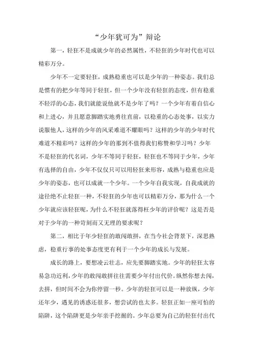 “少年犹可为”辩论