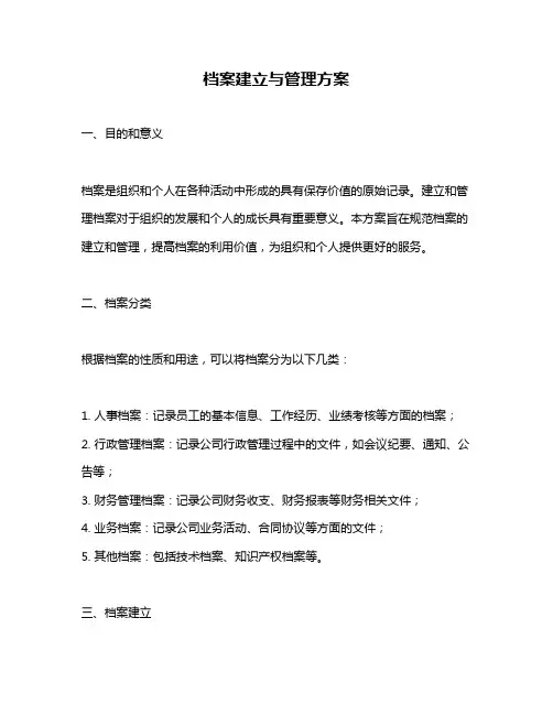 档案建立与管理方案